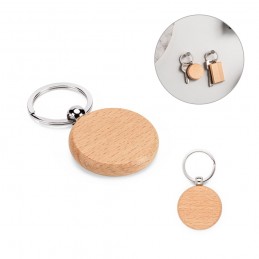 STEWIE ROUND. Breloc rotund din lemn de fag, Natural - 95094-160