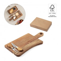CASSIA. Placă de brânzeturi din lemn de salcâm cu mâner, Natural inchis - 94293-170