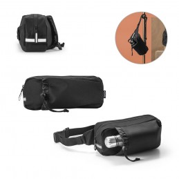 DELFOS POUCH. Geantă de talie poliester reciclat 600D cu elemente reflectorizante, Negru - 92091-103